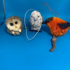 Vintage Lot of 3 Straw Bird Ornaments